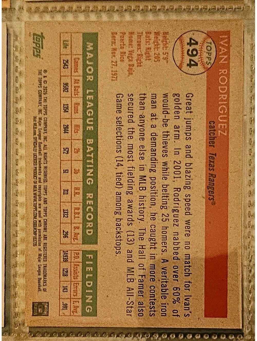 Ivan Rodríguez (HOF) 2025 Topps Chrome Platinum #494 - Texas Rangers